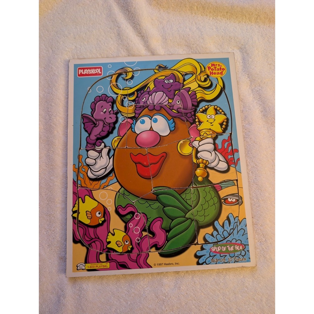 1997 Playskool Mrs Potato Head‎ Spud of the Sea Wooden Tray Puzzle 10 Pc...
